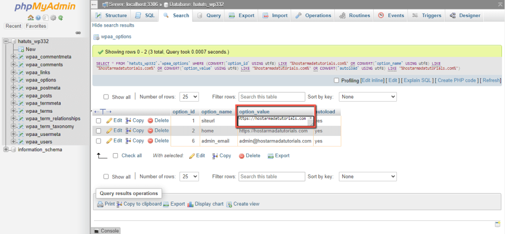 Replace MySQL Database Entry in phpMyAdmin