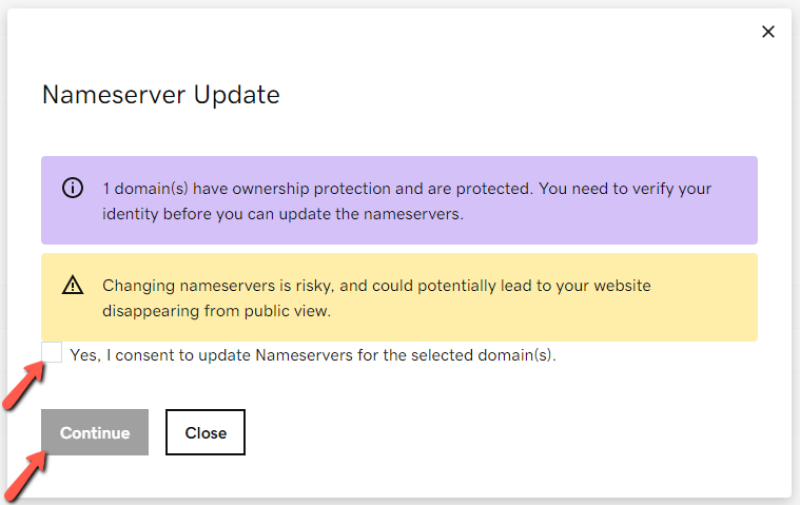 Confirm HostArmada nameservers change for a Domain name with GoDaddy