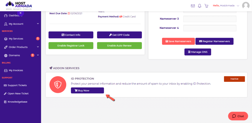 Purchase HostArmada Domain Privacy Addon Service
