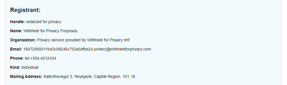 Domain Information Protected by Privacy
