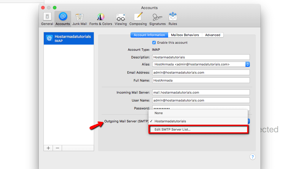 Edit SMTP Server