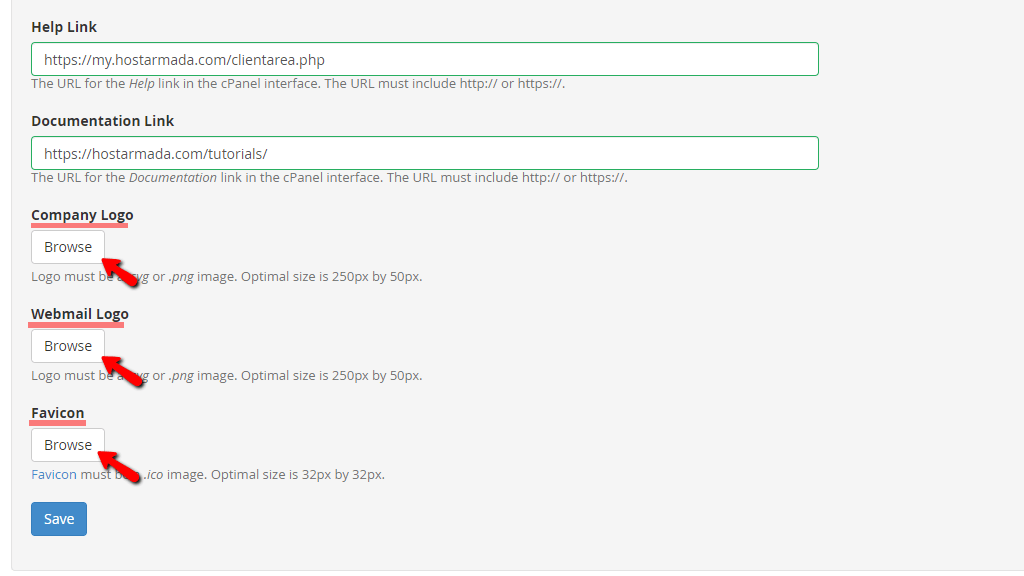 Uploading company logo and favicon