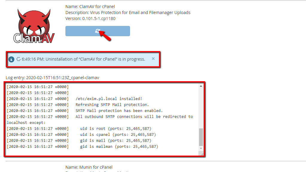 Uninstalling the plugin