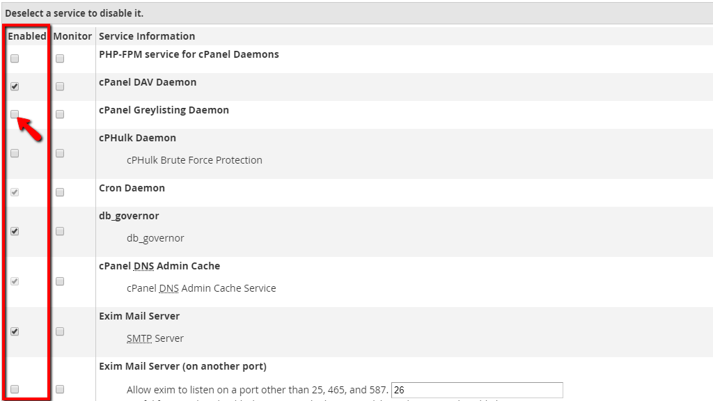 Disabling and Enabling services