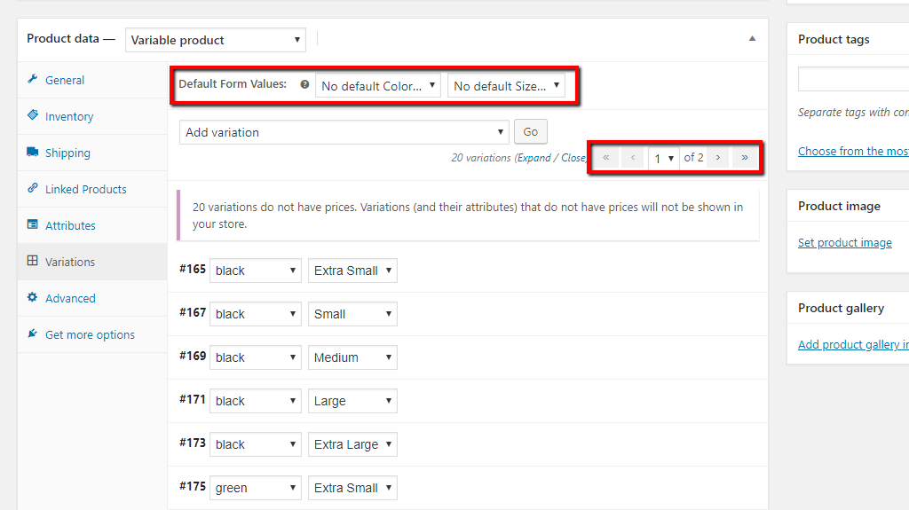 Configuring Variations