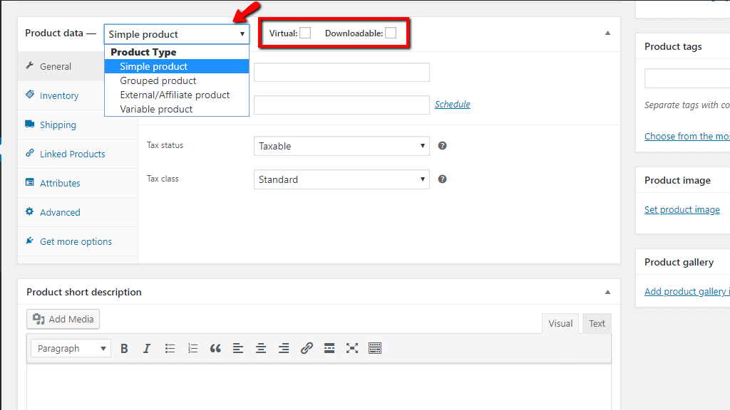 Product Data section