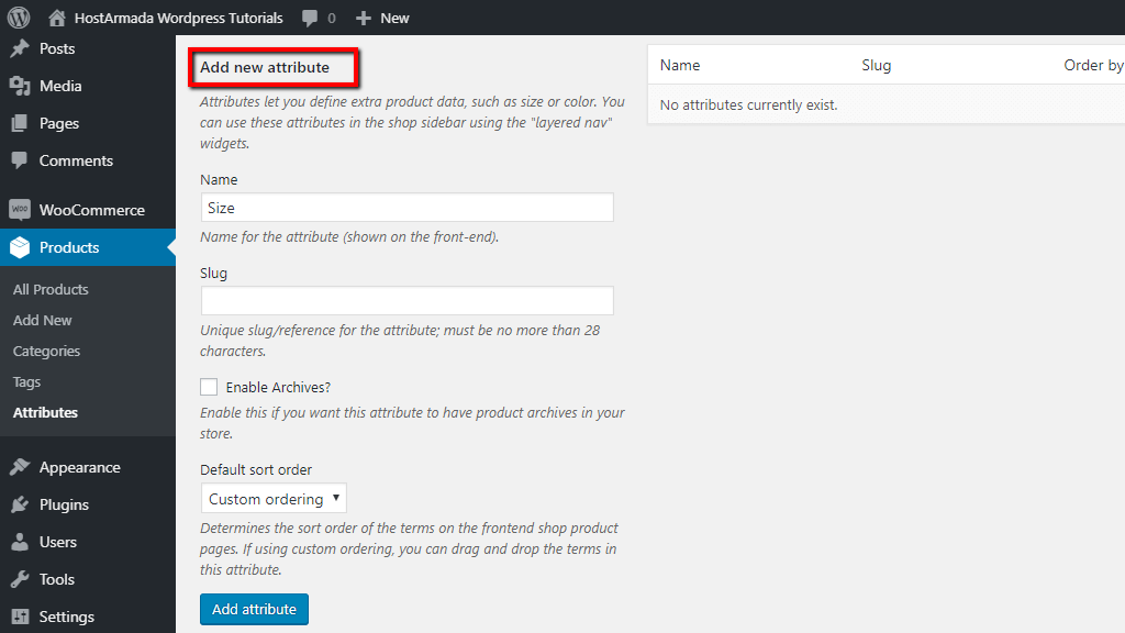 Adding product attribute
