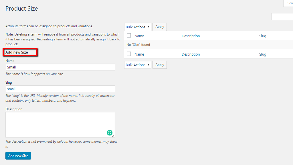 Attribute Term details