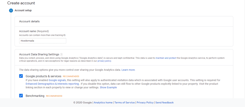 Google Analytics Account Name