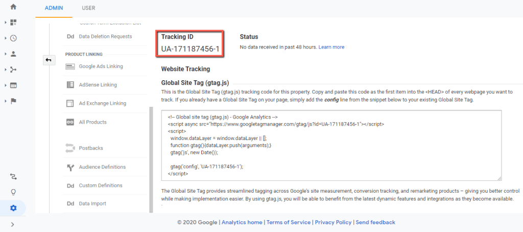 Google Analytics Tracking ID