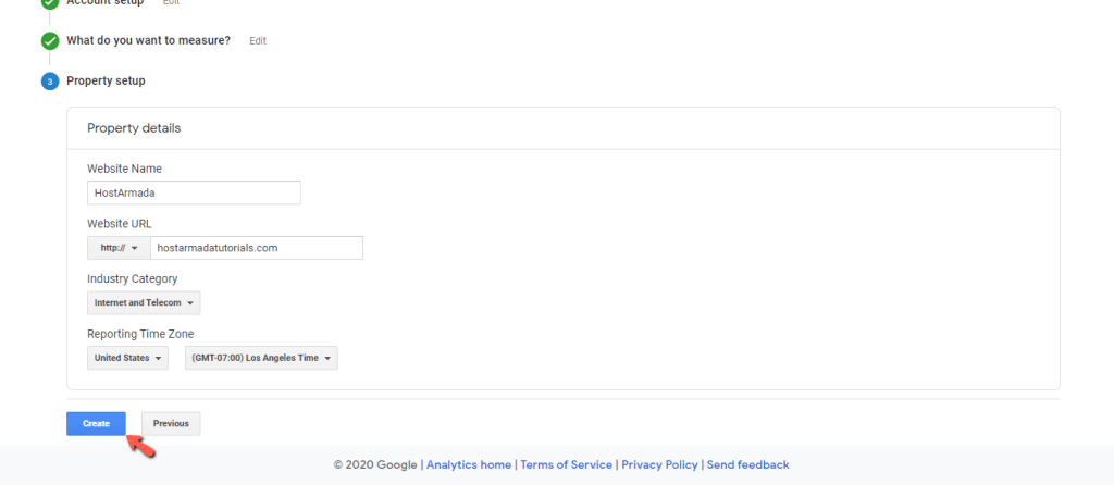Configure Website Details in Google Analytics